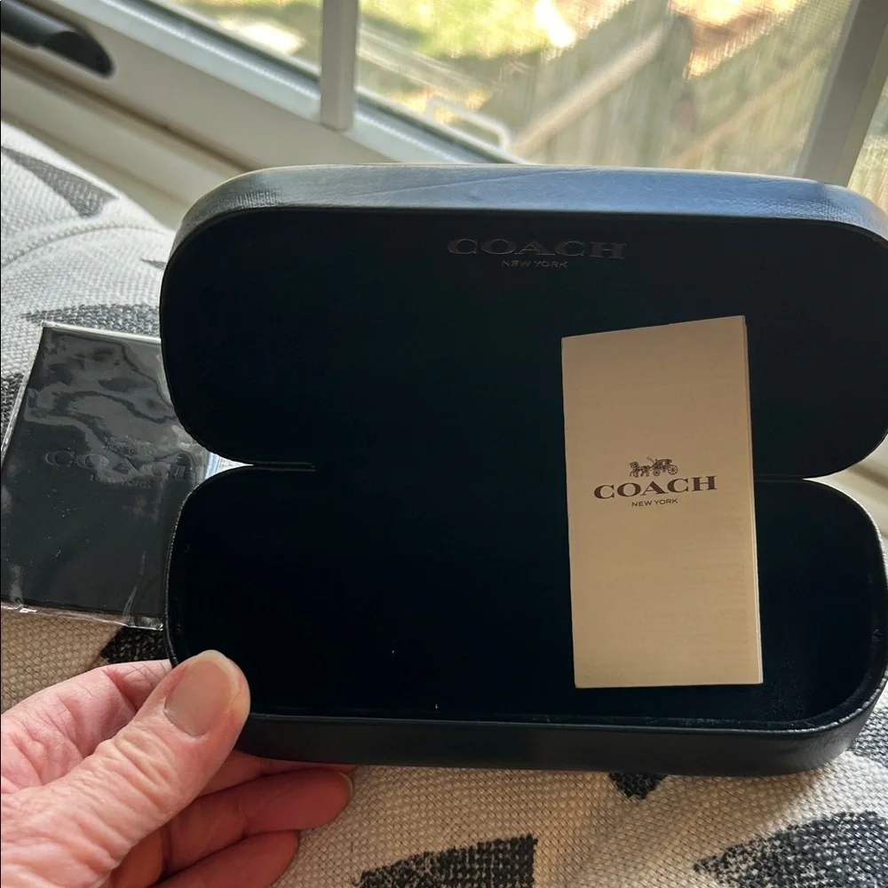 Coach sunglasses. New w/o tags. Brand new Coach case. Grey blue. - Picture 8 of 9